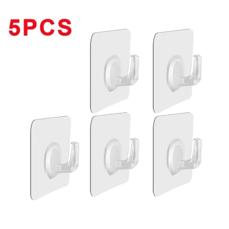 5/10/20Pcs Self-Adhesive Hook Transparent Door Wall Hook Child Heavy Load Rack Kitchen Bathroom Towel Key Rack Sticky Hook