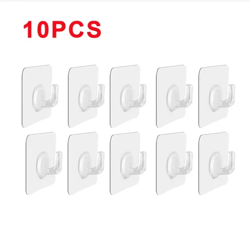 5/10/20Pcs Self-Adhesive Hook Transparent Door Wall Hook Child Heavy Load Rack Kitchen Bathroom Towel Key Rack Sticky Hook