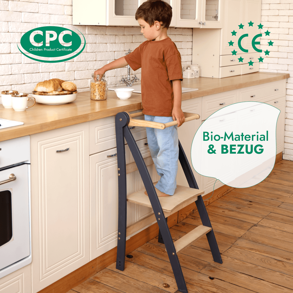 Holz Lernleiter Montessori: Hocker für Kinder - Beige-3